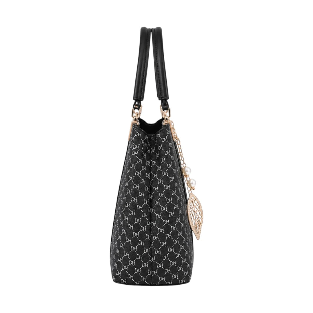 Ounza Luxury Black Leather Everyday Carry Handbag For Female