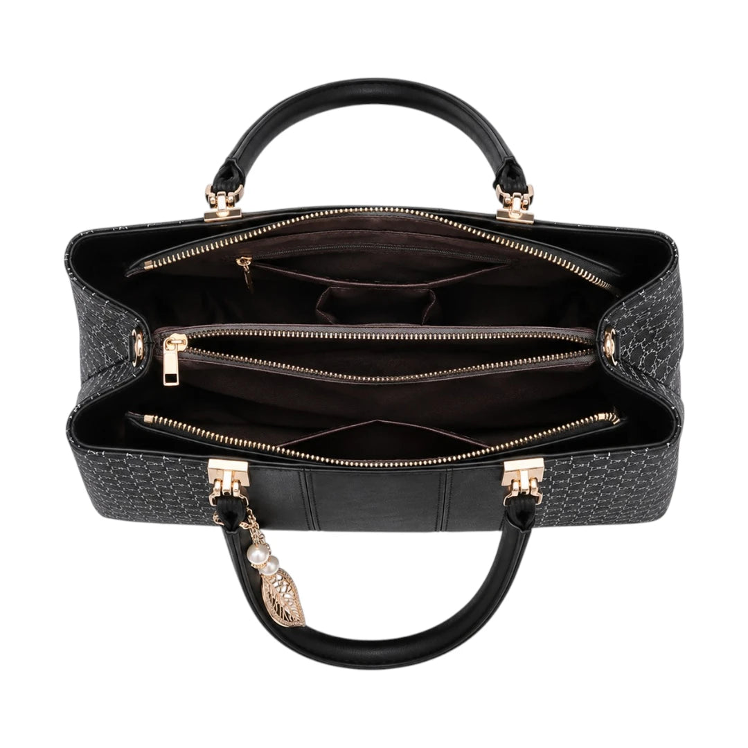 Ounza Luxury Black Leather Everyday Carry Handbag For Female