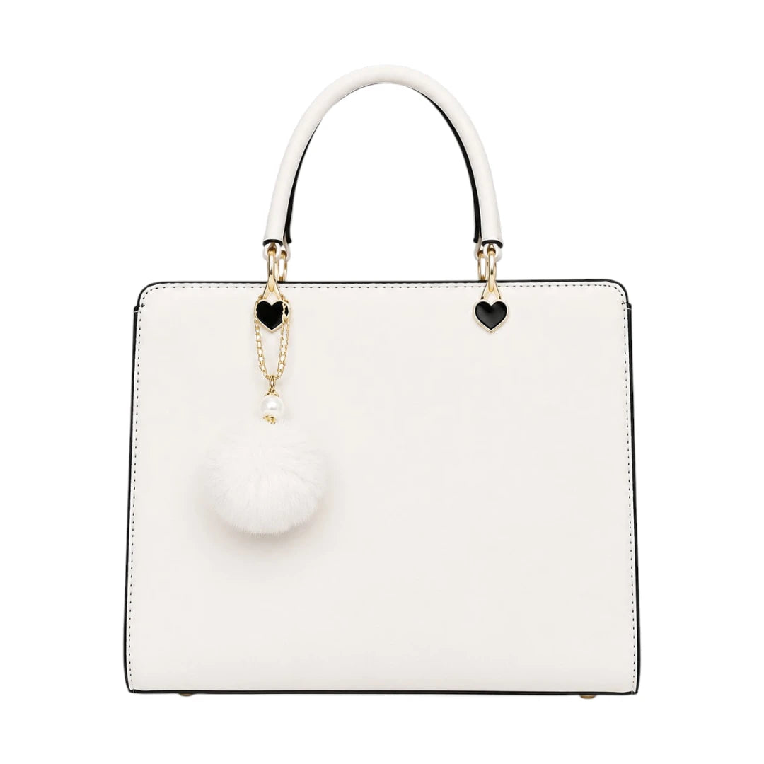 Ounza Luxury White Leather Everyday Carry Handbag For Female