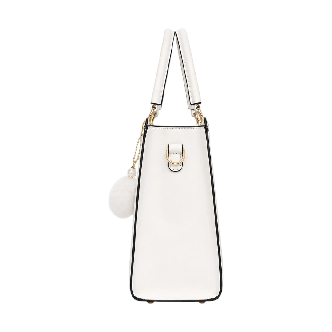 Ounza Luxury White Leather Everyday Carry Handbag For Female