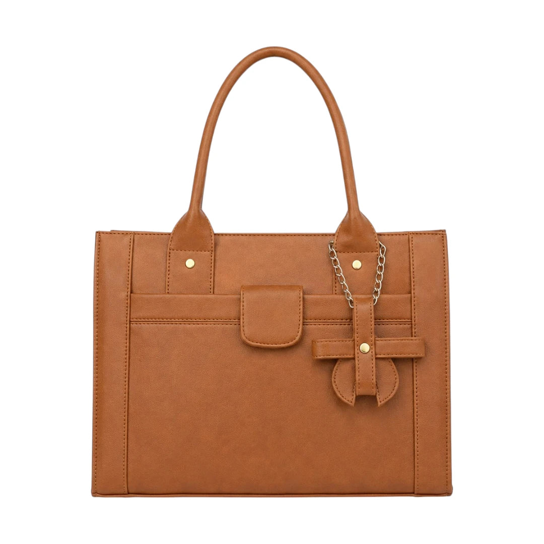 Ounza Premium Brown Leather Classic Handbag for Female Fashion