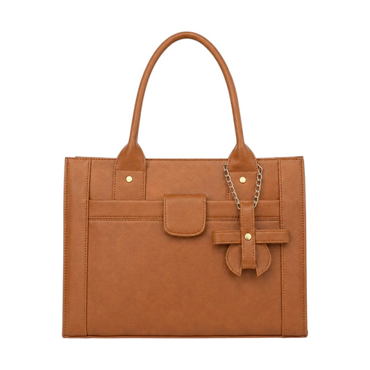 Ounza Premium Brown Leather Classic Handbag for Female Fashion
