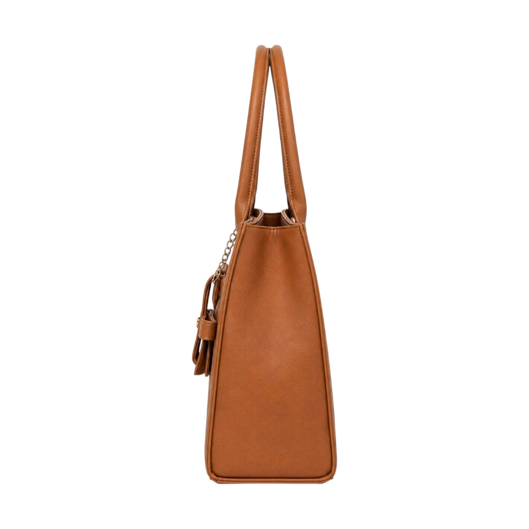 Ounza Premium Brown Leather Classic Handbag for Female Fashion