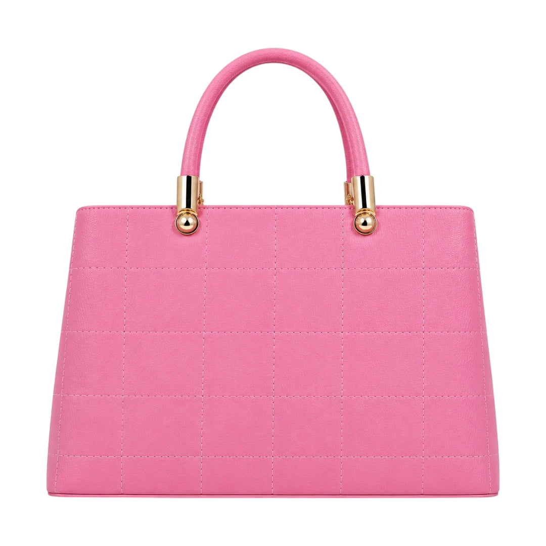 Ounza Quilted Pink Leather Elegant Handbag For Female