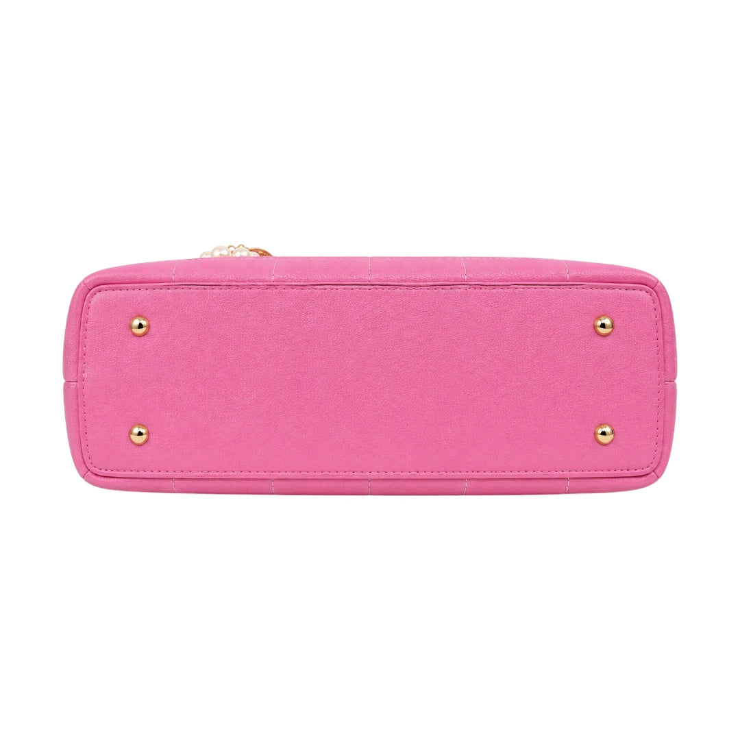 Ounza Quilted Pink Leather Elegant Handbag For Female