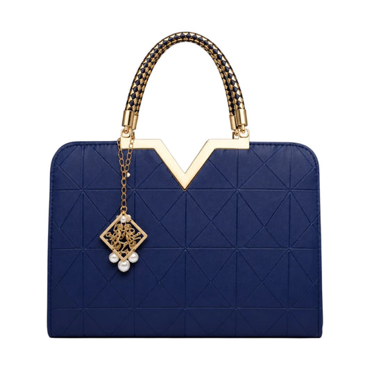 Ounza Classic Navy Leather Fashion Handbag For Female Office