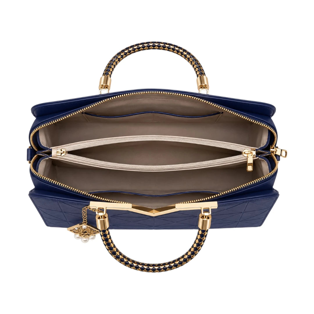 Ounza Classic Navy Leather Fashion Handbag For Female Office