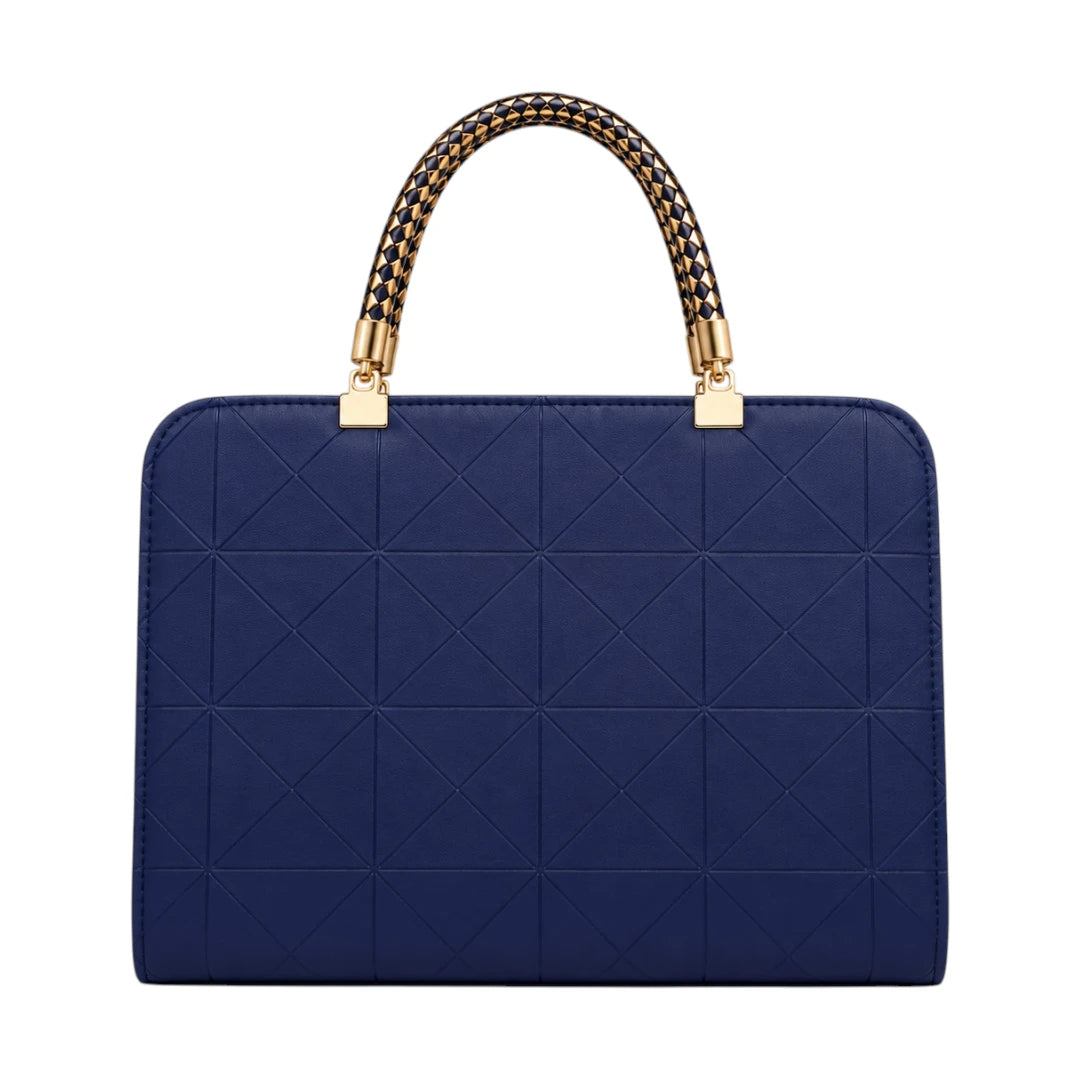Ounza Classic Navy Leather Fashion Handbag For Female Office